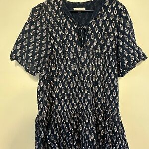 Emerson Fry Blue Ruffled Tie Front Dress